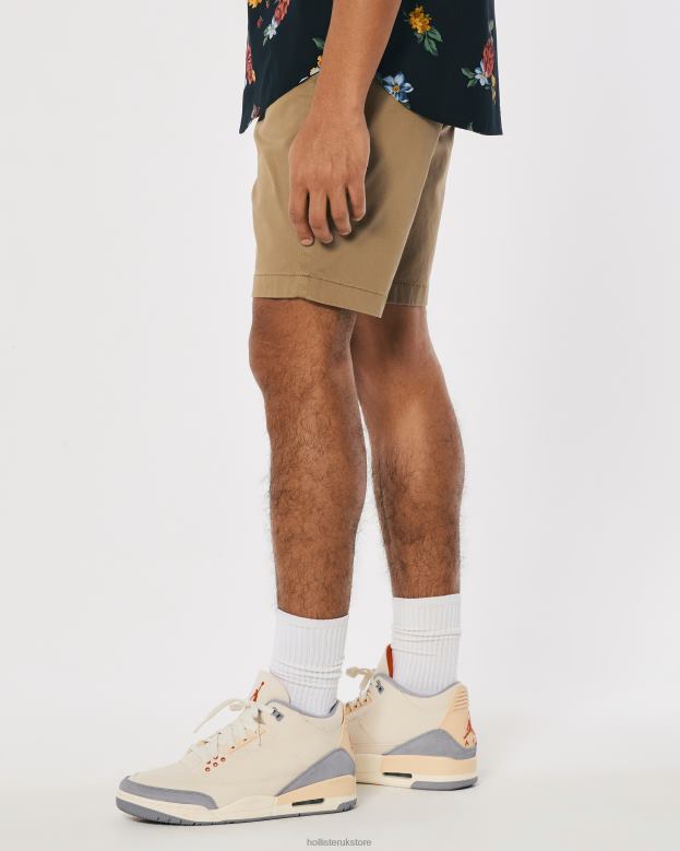 Bottoms Hollister Men Twill Jogger Shorts 9\\ 488201138 Dark Khaki